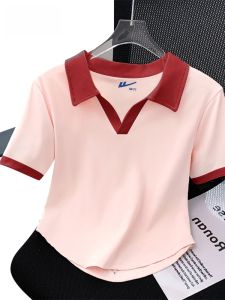 เสื้อยืดคอโปโลแขนสั้นทรงสลิมฟิตผ้าฝ้ายแท้สำหรับผู้หญิงในช่วงฤดูร้อน เสื้อแขนสั้นทรงเข้ารูปแบบใหม่สำหรับผู้หญิง
