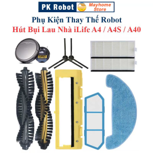 Phụ Kiện Thay Thế Robot Hút Bụi Lau Nhà iLife A4 A4S A40/ Chổi Lăn Chổi Cạnh Bộ Lọc Khăn Lau Nắp Chặn Chổi Lăn/
