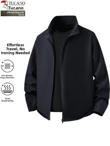 TUCANO | Versatile Stand-Collar Black Jacket for Men Spring/Autumn Wear