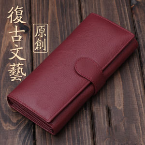 New Ladies Long Wallet Tri-Fold Genuine Leather Feel Korean Style Bifold Clutch Handbag Vintage Design Womens Purse