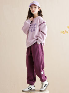 ชุดกีฬาฤดูใบไม้ผลิสำหรับเด็กผู้หญิง ชุดลำลอง เสื้อสเวตเตอร์แฟชั่น เสื้อผ้าเด็ก ชุดสองชิ้น ผ้าฝ้าย ฤดูใบไม้ร่วง/ฤดูหนาว