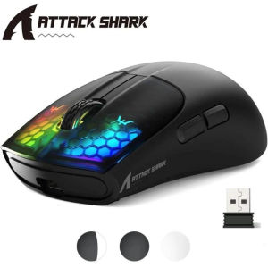 ATTACK SHARK | ATTACK SHARK X5 Wireless Mouse Lightweight Tri-Mode Connection 2.4GHz/Wired/Bluetooth RGB Macro Gaming Mouse