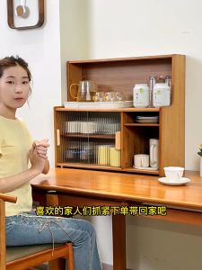 LACCOHUG Bamboo Countertop Storage Cabinet Upgraded Wood 1/2/3 Layers Almari Dapur Rak Dapur Bertutup