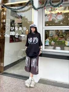 Hiphop Brand Vintage Patchwork Straight Wide Leg Denim Capris Pants
