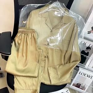 Bộ Đồ Ngủ Dài Tay Chất Liệu Lụa Lạnh Cao Cấp Thời Trang Xuân Thu Hàng Mới Dành Cho Bạn Nữ Mặc Ở Nhà