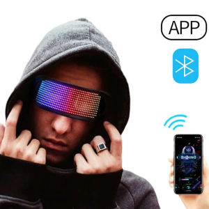 RGB LED Luminous Glasses Bluetooth APP Control Flashing Light Up Eyeglasses Quick Flash Party Prop for Halloween KTV Festival