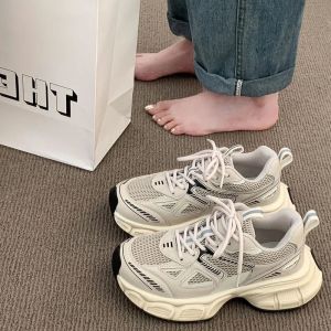 Large Size Womens Shoes Soft Bottom Comfortable Dad Style Sports Shoes Foot Slimming Spring New round Toe Low Heel Rubber Sole