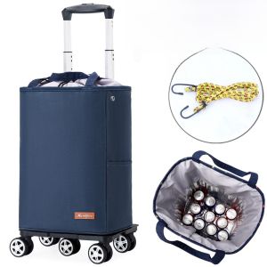 Portable Folding Shopping Cart Small Pulling Car Senior Lightweight Market Research Bag Moms Shopping Bag Multi-Functional Household Storage Tool
