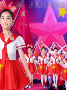 Trang Phục Biểu Diễn Trẻ Em Màu Đỏ Quần Áo Đội Viên Hợp Xướng Quần Áo Khiêu Vũ Khăn Quàng Cổ Đỏ Trang Phục Đọc Thơ Cho Học Sinh Tiểu Học Và Trung Học