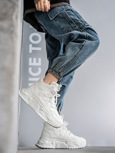 Trendy Dad Shoes Mens High Top Casual Thick Bottom Inner Heightening 12cm 10 Thick Bottom Mens Casual High Help Board Shoes