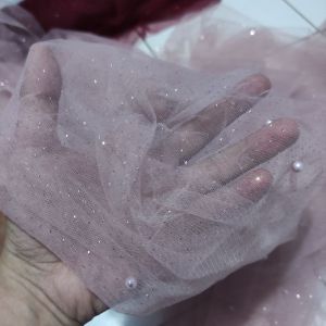 Kain tile glitter mutiara/bahan tulle pearl