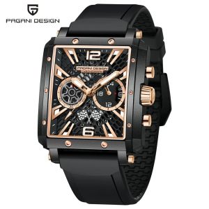 PAGANI DESIGN New Mens Rectangular Watch Top Brand Mens Sports Quartz Watch Frame Automatic Date Chronograph