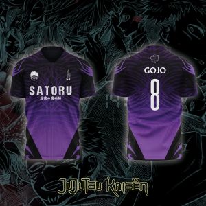 Bandai | 2026 Bandai Jujutsu Kaisen Anime SATORU GOJO NO.8 3D Print Football Jersey for Mens Tshirt Summer Sports Casual Tees Kids Y2k