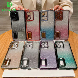 FLOVEME Logo Hole Gradient Glitter Phone Case For Redmi Note 11 10 9 8 Pro Plating Clear With Lens Film Soft Silicone Back Cover For Redmi 10C 10A 9C 9A