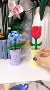 Flower Block Series Flower Building Block Bunga Bonsai Potted Model Brick Toys Mini Gift Decoration 花朵盆栽微型积木