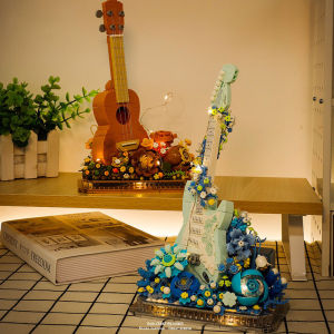 The Eternal Flower Electric Guitar Violin Piano Ukulele Building Block Assembly toy creative decoration gift