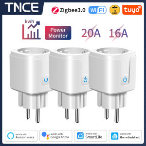 TNCE TUYA Smart Plug WiFi or Zigbee3.0 Socket EU 16/20A With Power Monitor Timing Function Voice Control Works Alexa Google Home