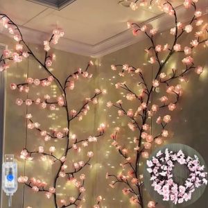 Đèn LED USB Hoa Anh Đào Dây Đèn 8 Chế Độ Nhân Tạo Sakura Cổ Tích Cây Nho Ánh Sáng Cho Tường Phòng Ngủ Tiệc Cưới Lễ Tình Nhân Trang Trí