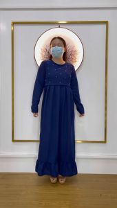 Helloshop - GAMIS MUTIARA WAFFLE BAJU MAXY MUSLIM KEKINIAN DRESS PANJANG WANITA BAJU GAMIS WANITA TERBARU