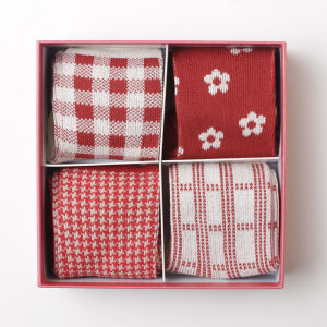 ถุงเท้าข้อสั้นผ้าฝ้ายแท้ Caramella สำหรับผู้หญิง ถุงเท้าข้อสั้นลายดอกไม้ ระบายอากาศได้ดี ดูดซับความชื้น ระบายความชื้นได้ดี ฤดูหนาว 3 คู่