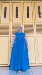 Dress Wanita Motif Gamis Cey Crinkel Premium Baju Lebaran Terbaru Muslimah Kekinian