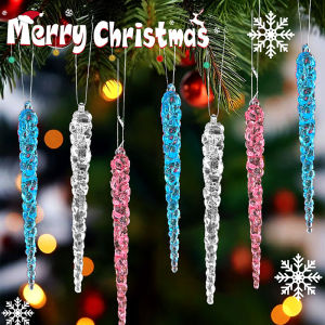 12Pcs Christmas Transparent Crystal Icicle Pendant Xmas Tree Hanging Decor Holiday Party Christmas Decoration