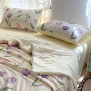Travel Blanket Cuddle Beddings Cooling Blanket Queen Size Cooling Blankets Throws Maternal and Child-Grade Needle Light Plant Flowers 毛巾被 毛毯 空调被