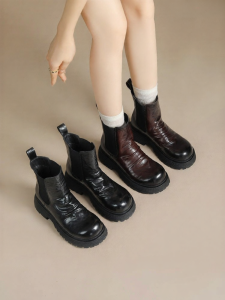 Josiny | Thick-soled Vintage British Style Short Boots