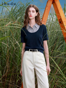 3COLOUR·S | Layered Look Short Sleeve Knit Blouse