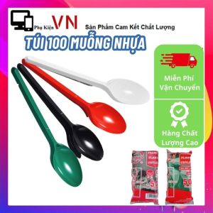 COMBO 100 muỗng nhựa trà sữa cao cấp siêu dài 15cm - 20cm / Bịch 100 Thìa nhựa cán dài 20cm dùng 1 lần / Muỗng cơm Cà Phê Ăn Cháo Tiện Lợi