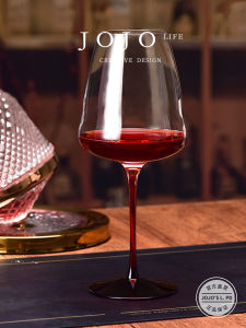 Creative Black Tied Red Stick Wine Glasses Luxury Minimalist Design Nordic Style Glass Red Wine Cups with Handle for Dining
