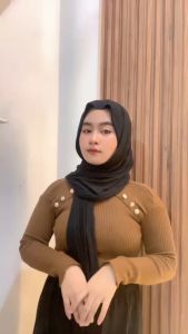 Blouse Korean Lengan Panjang Atasan Wanita Rajut Lengan Panjang Tshirt Wanita Kerah Tinggi Turtleneck Lengan Panjang Inner Rajut Wanita Button