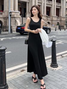 Modal Strapless Long Dress Womens Spring Summer Autumn High Waist Knitted Garmet Breathable Skin-friendly A-line Silhouette