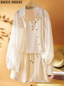 Basic House | Apricot Tencel 3 Piece Set Vest Shirt Shorts