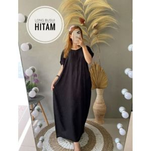 DASTER GAMIS POLOS BUSUI RESLETING DEPAN SAKU SAMPING  Home Dress Rayon tebal adem