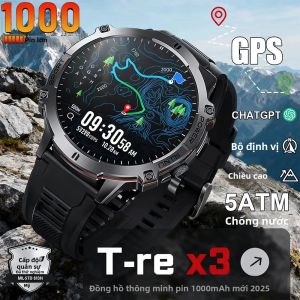 Đồng Hồ Thông Minh Quân Sự T-Rex 3 Tích Hợp GPS La Bàn Đo Độ Cao Áp Suất Khí Quyển Chống Nước 5ATM Màn Hình AMOLED Pin 1000mAh Dành Cho Nam