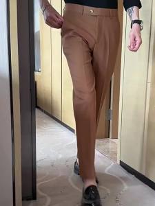 Quần tây nam chất lượng cao quần tây nam sọc tối quần dài co giãn ôm sát trang phục công sở kích thước 38