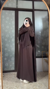 RAHAL OLSHOP Abaya Sakinah Set Khimar Syari Gamis Haji dan Umroh Bahan Sabrina Anti UV Premium