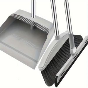 SuperSale - Broom And Dustpan Set Long Handle With Comb Teeth