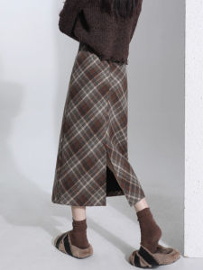 Cocoa Brown Wool Half Skirt Autumn Winter