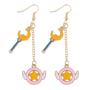 Bandai | Anime Ma Thuật Hình Trái Tim Cánh Mặt Dây Chuyền Bông Tai 1 Nhỏ Cosplay Ủng Hộ Kim Loại Tai Trang Sức Dành Cho Người Lớn