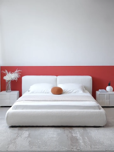 Nordic design bed frame tatami velvet fabric bed storage bed air rob France designer super king bed SZ (ETA:1mth)