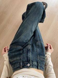 กางเกงยีนส์ทรงหลวมเอวสูง ทรงขาบาน ทรงสลิมฟิต กางเกงยีนส์ทรงตรงสำหรับผู้หญิง ฤดูใบไม้ผลิ 2025 กางเกงยีนส์ทรงสลิมฟิตสำหรับผู้หญิง