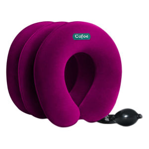 Cofoe Inflatable Neck Stretcher Cervical Traction Collar Soft Cervical Vertebra Tractor Device Air Cervical Pillow 3 Layers for Neck Support and Shoulder Pain Brace