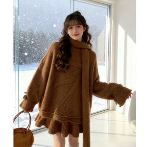Shalldoer | Red Bow Winter Cozy Knit Sweater Set Two Piece