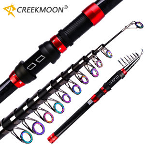 คาร์บอนเบ็ดตกปลาทะเลแบบยืดไสลด์คาร์บอนไฟเบอร์เบ็ดตกปลาแบบพกพาเบ็ดตกปลาแบบหมุนสำหรับเบ็ดตกปลา 1.2-2.1 ม. T4