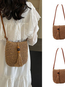 Zar Fendan Woven Straw Bucket Bag Womens New Small Beach Vacation Crossbody Tassel Sensation Luxury Feel Handbag