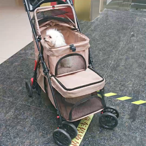 GreenPets Two Tier Pet Stroller for Dogs Cats Lightweight Foldable Multi Purpose Small One for Outdoor Walks