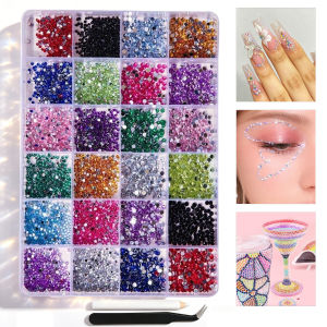 1 Box Flatback Resin Rhinestone Glitter Mix Non Hotfix Nail Art Gems Set DIY nail charms