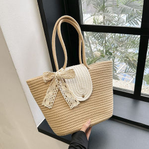 Fashionable Grass Texture Tote Bag with Magnetic Buckle Little Meow Dabao Large Capacity Shoulder Bag for Casual Use